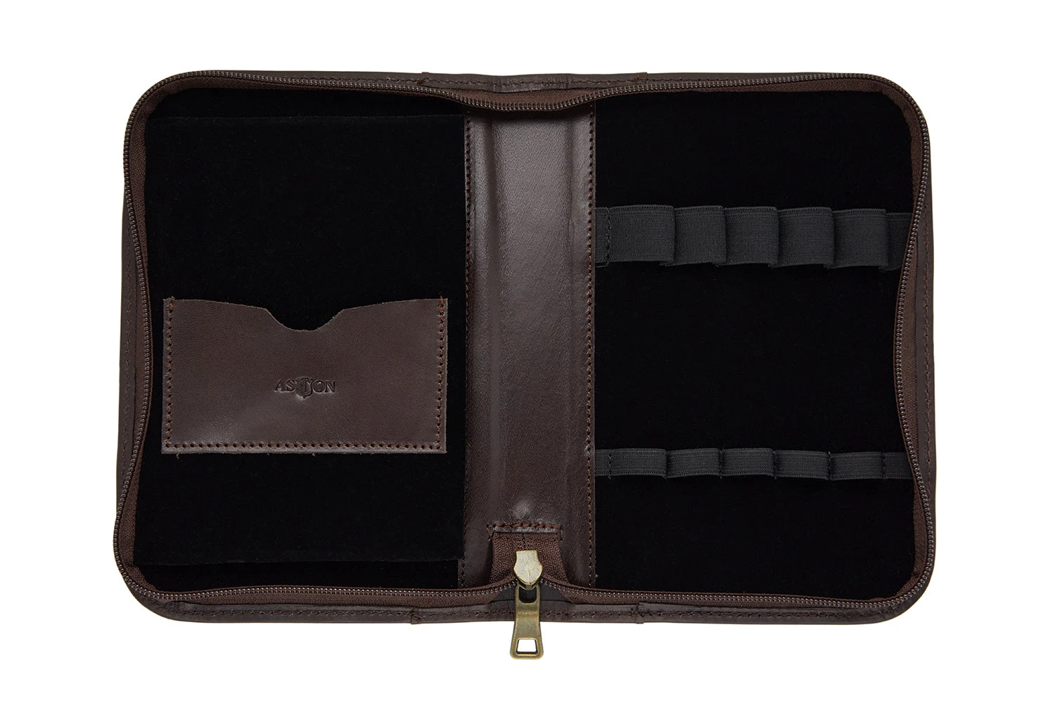 Aston Leather 10 Slot Pen Case - Dark Brown 2 Aston Leather 10 Slot Pen Case - Dark Brown - Image 2