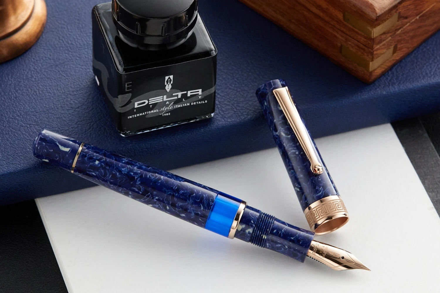 Delta Lapis Blue Celluloid Fountain Pen - Rosegold (Limited Edition) 2 Delta Lapis Blue Celluloid Fountain Pen - Rosegold (Limited Edition) - Image 2