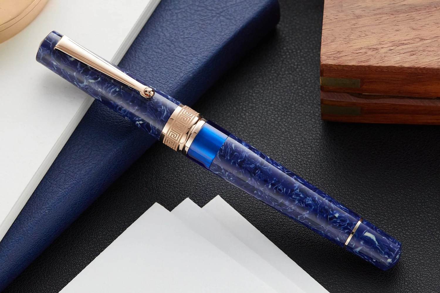 Delta Lapis Blue Celluloid Fountain Pen - Rosegold (Limited Edition) 3 Delta Lapis Blue Celluloid Fountain Pen - Rosegold (Limited Edition) - Image 3