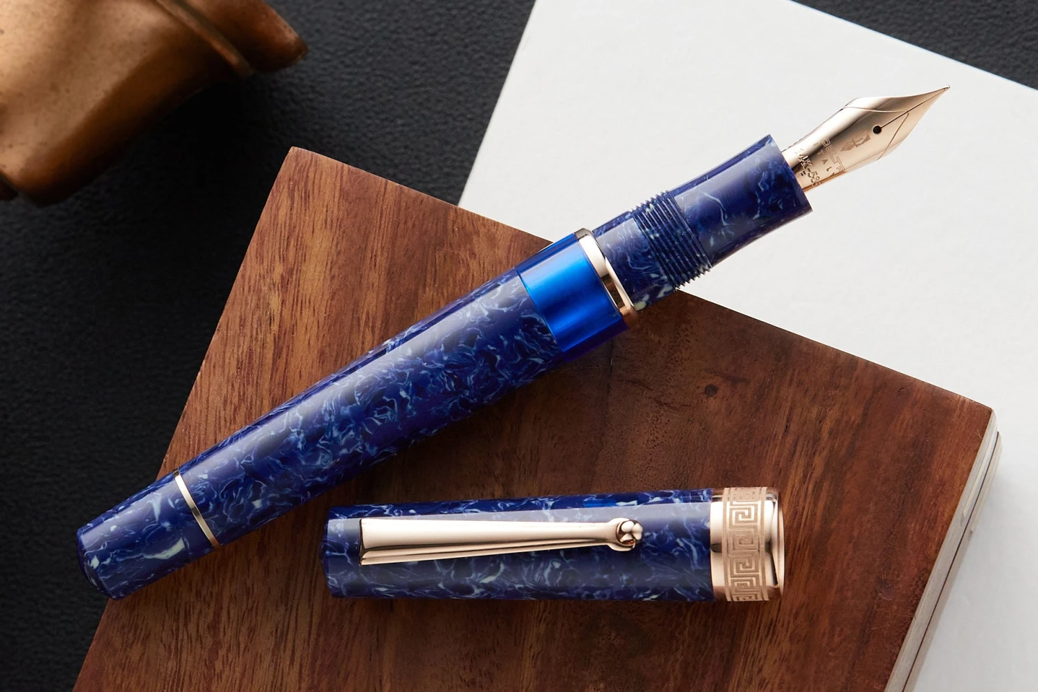 Delta Lapis Blue Celluloid Fountain Pen - Rosegold (Limited Edition) 1 Delta Lapis Blue Celluloid Fountain Pen - Rosegold (Limited Edition)
