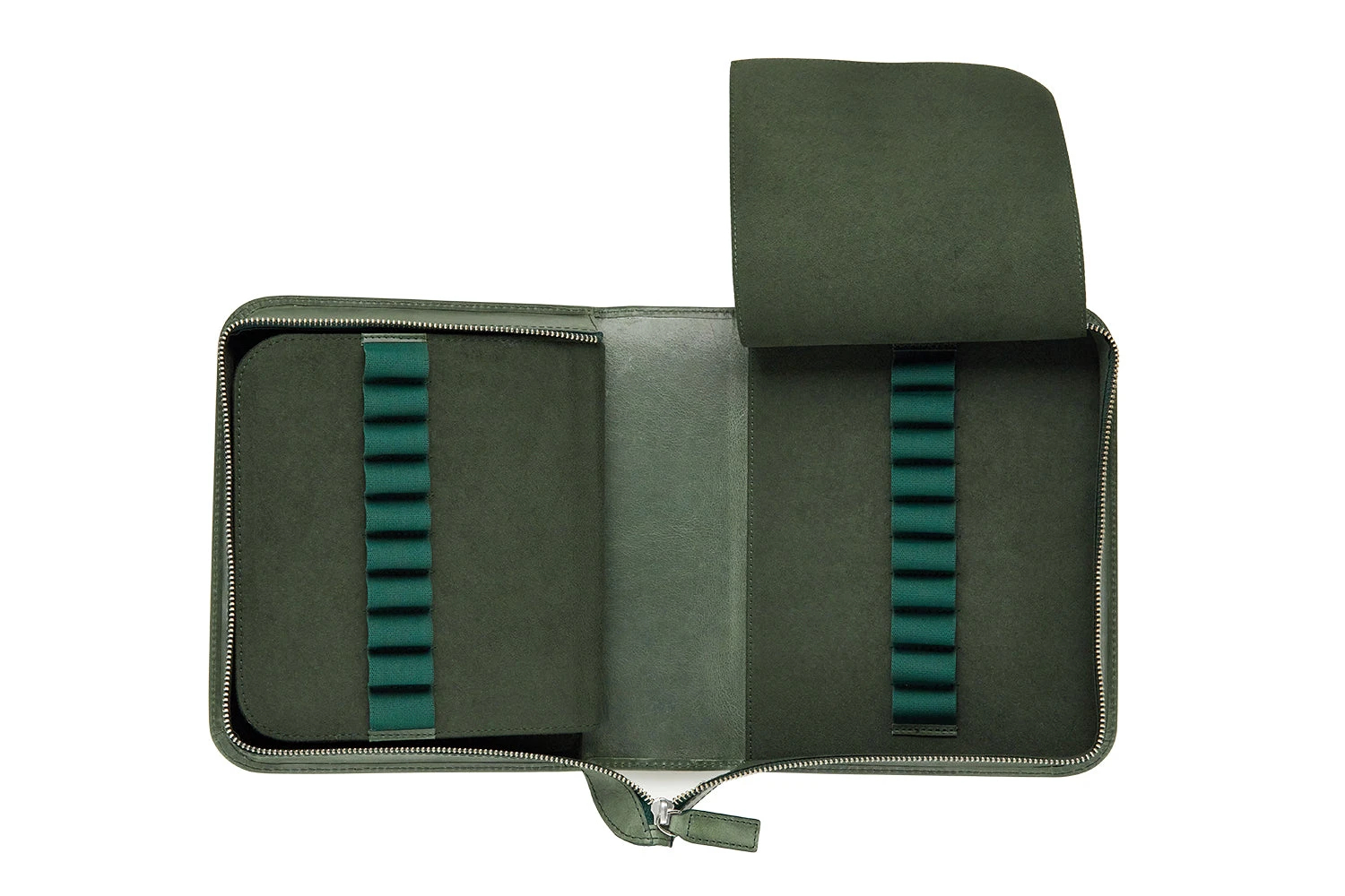 Galen Leather Zippered 40 Slot Pen Case - Crazy Horse Forest Green 3 Galen Leather Zippered 40 Slot Pen Case - Crazy Horse Forest Green - Image 3