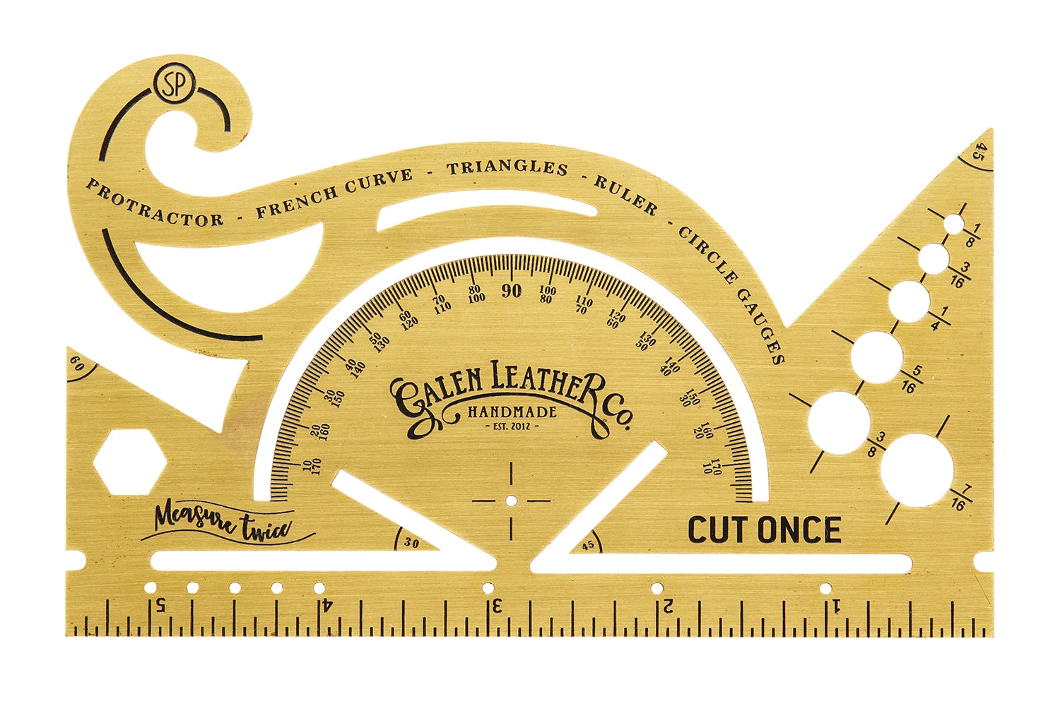Galen Leather Brass Protractor And Combined Tool 1 Galen Leather Brass Protractor And Combined Tool