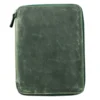 Galen Leather Zippered A5 Notebook Folio - Crazy Horse Forest Green