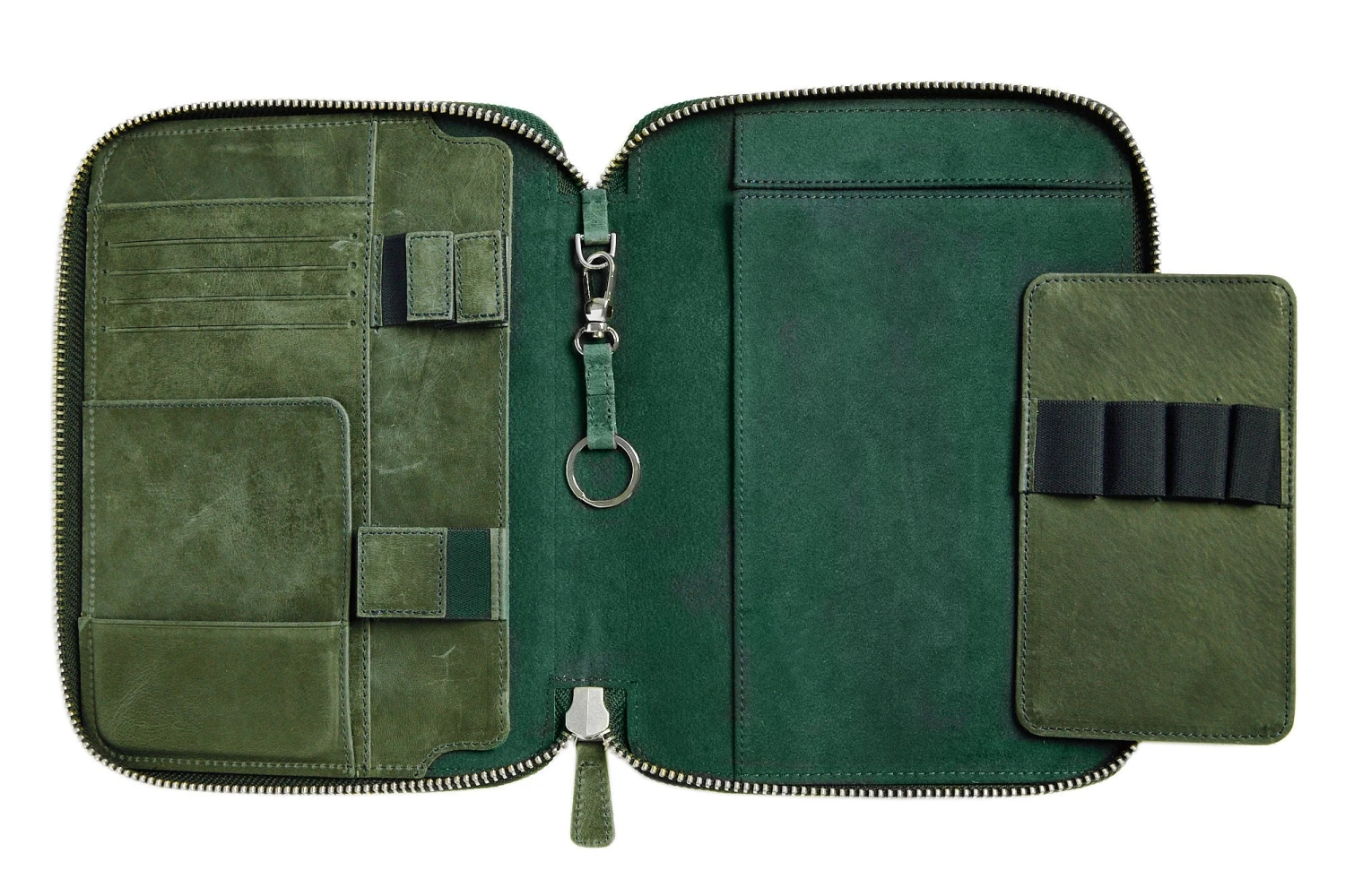 Galen Leather Zippered A5 Notebook Folio - Crazy Horse Forest Green 2 Galen Leather Zippered A5 Notebook Folio - Crazy Horse Forest Green - Image 2