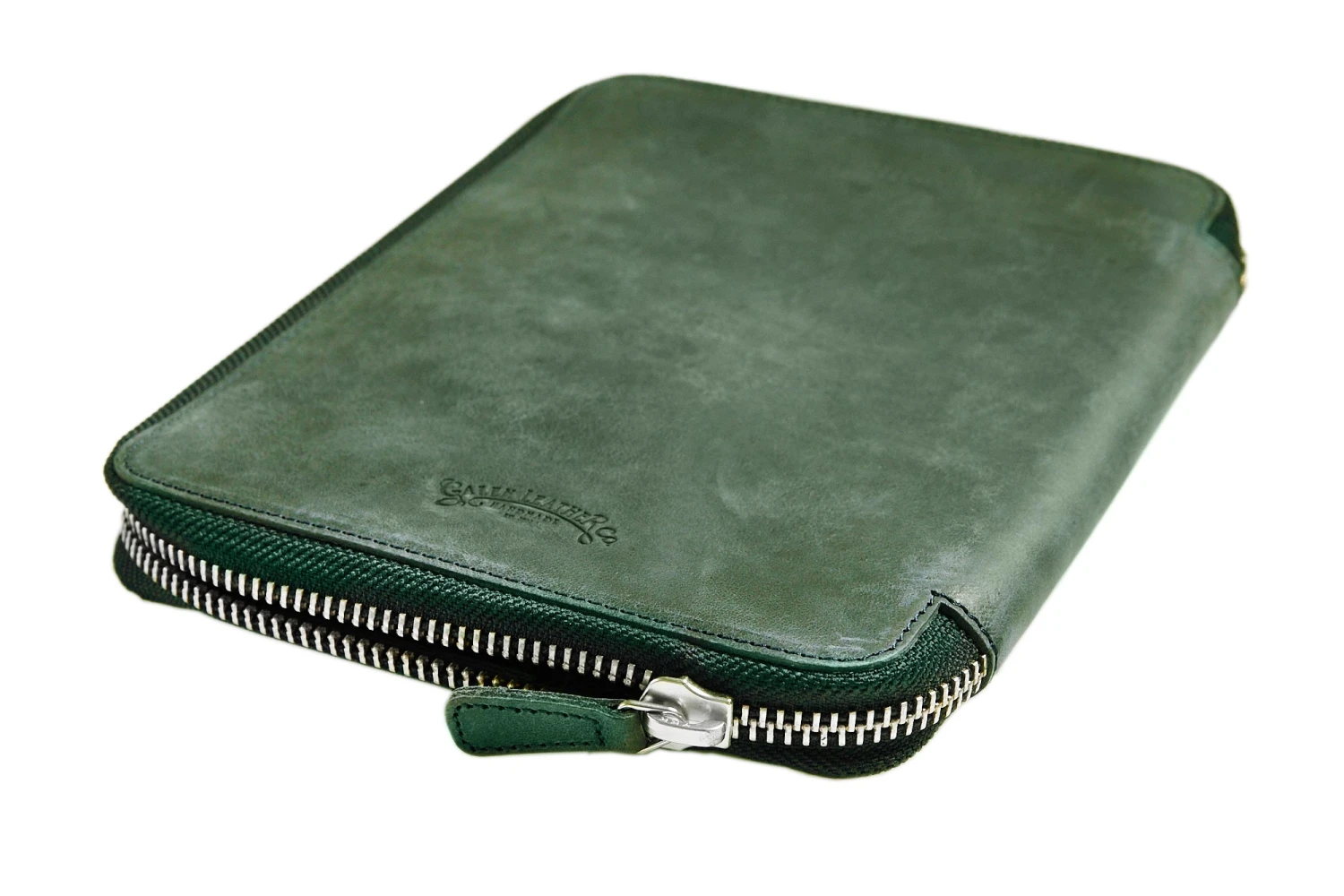 Galen Leather Zippered A5 Notebook Folio - Crazy Horse Forest Green 4 Galen Leather Zippered A5 Notebook Folio - Crazy Horse Forest Green - Image 4