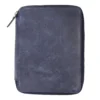 Galen Leather Zippered A5 Notebook Folio - Crazy Horse Navy Blue