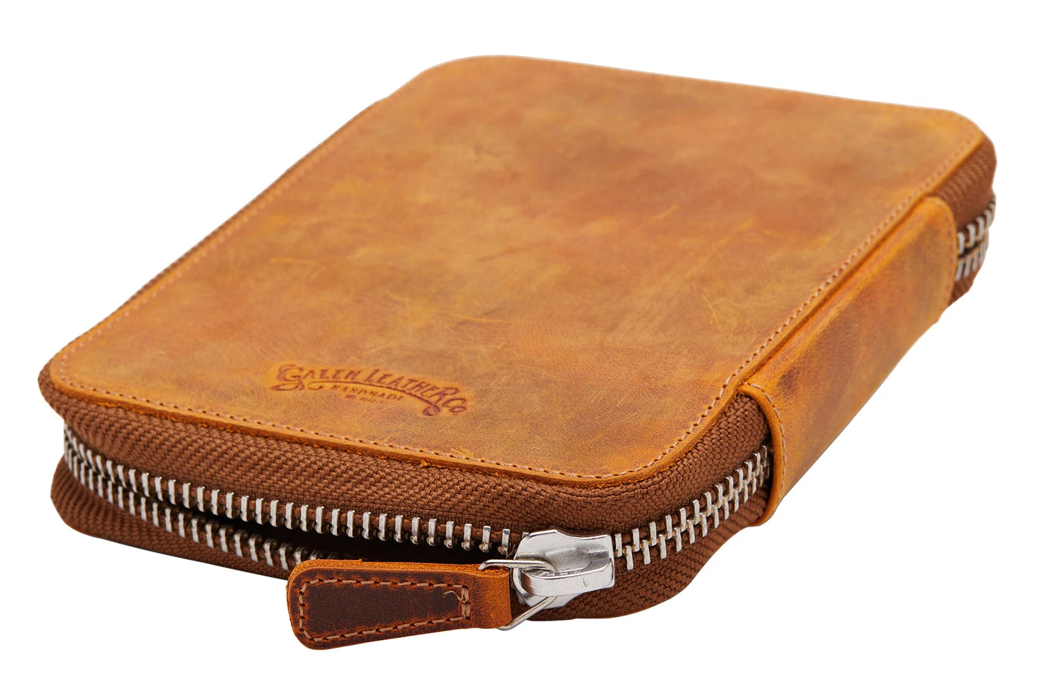 Galen Leather Zippered 10 Slot Pen Case - Crazy Horse Brown 2 Galen Leather Zippered 10 Slot Pen Case - Crazy Horse Brown - Image 2