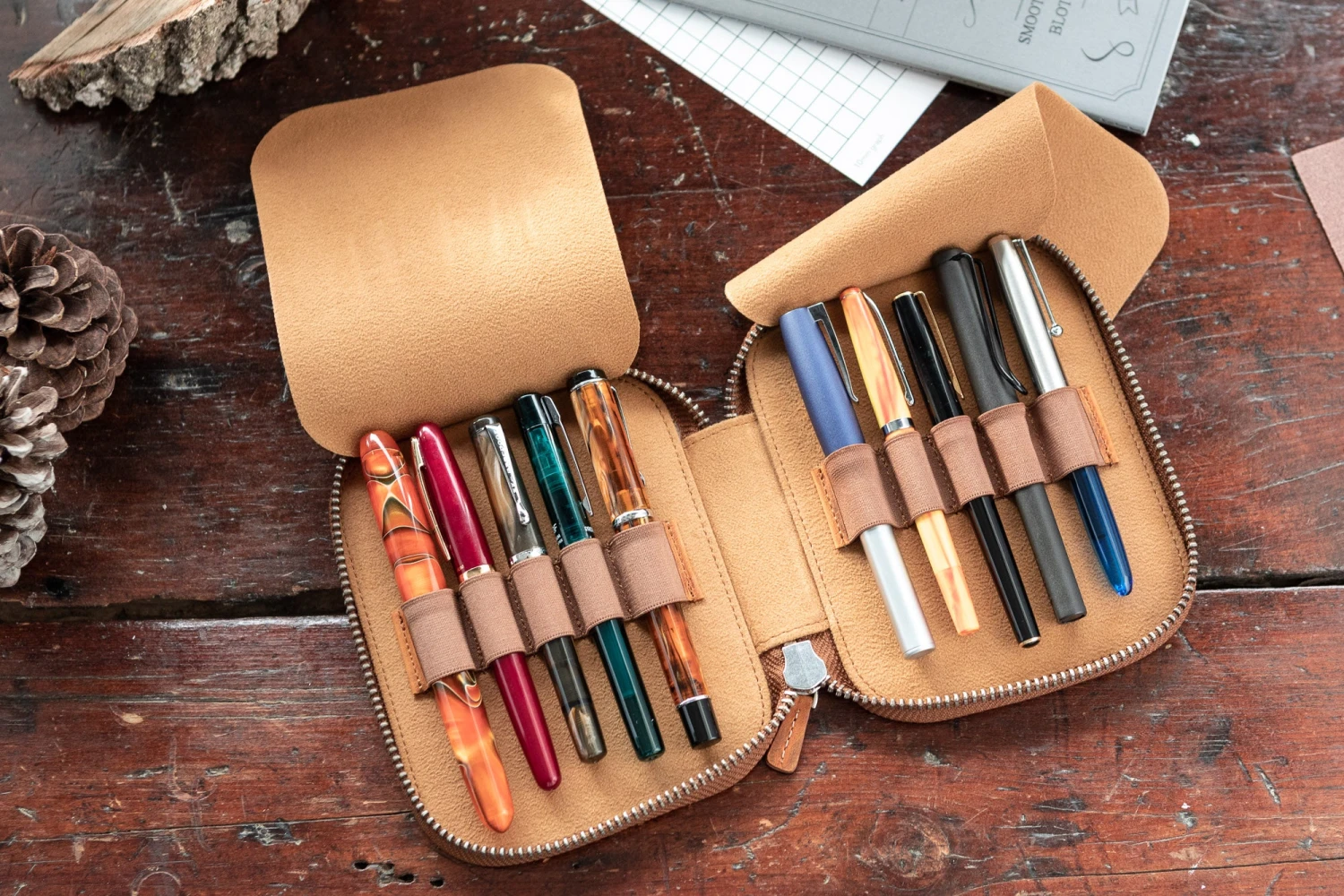 Galen Leather Zippered 10 Slot Pen Case - Crazy Horse Brown 8 Galen Leather Zippered 10 Slot Pen Case - Crazy Horse Brown - Image 8