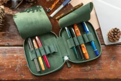 Galen Leather Zippered 10 Slot Pen Case - Crazy Horse Forest Green -Office Supplies Shop GalenLeather PenCase10 CrazyHorseForestGreen 6