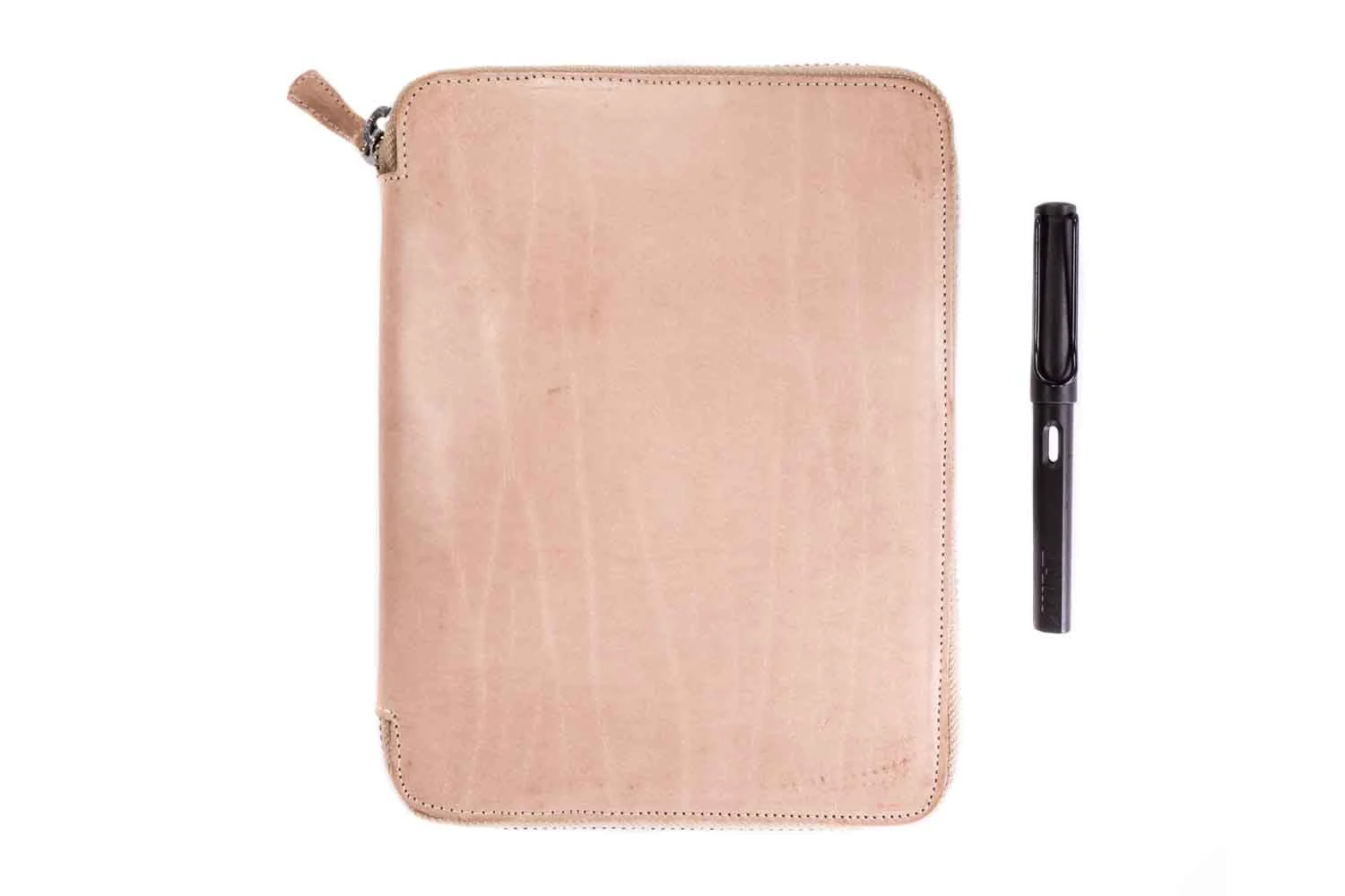 Galen Leather Zippered A5 Notebook Folio - Natural 2 Galen Leather Zippered A5 Notebook Folio - Natural - Image 2