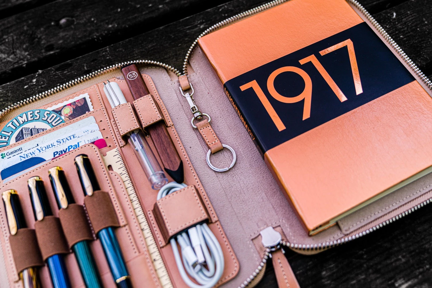 Galen Leather Zippered A5 Notebook Folio - Natural 10 Galen Leather Zippered A5 Notebook Folio - Natural - Image 10