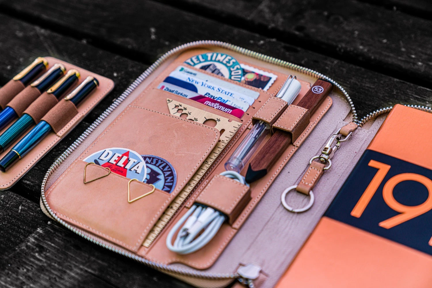 Galen Leather Zippered A5 Notebook Folio - Natural 12 Galen Leather Zippered A5 Notebook Folio - Natural - Image 12