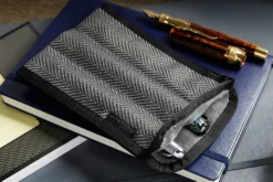 Rickshaw Bagworks 3 Pen Long Coozy - Tweed/Graphite -Office Supplies Shop Rickshaw 3PenSleeve Tweed 1