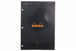 Rhodia No. 18 A4 Notepad - Black, Lined With 3-Hole Punch -Office Supplies Shop nw rhodia no. 18 notepad black lined 3 hole punch R186009